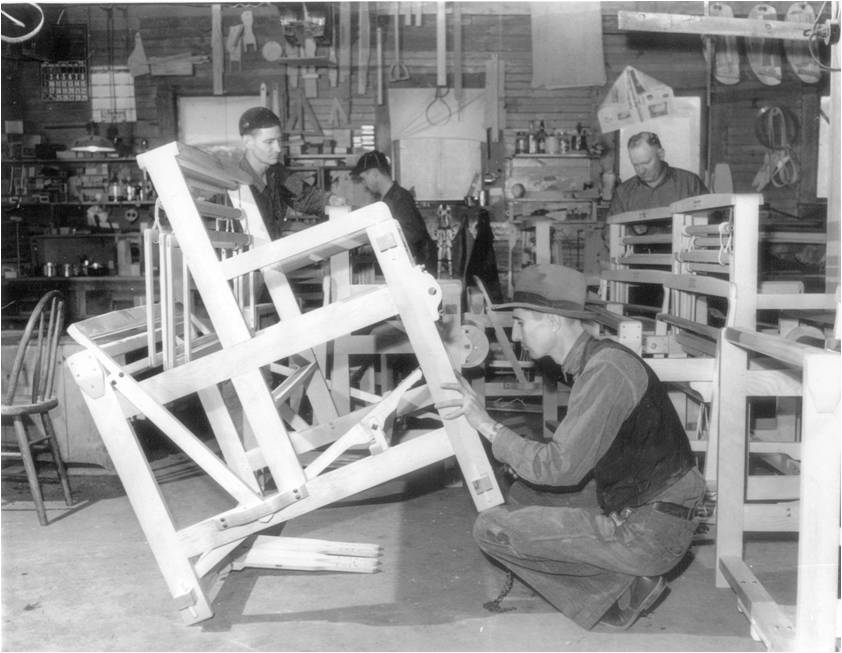 Craftsmen building furniture at Cromaine Crafts